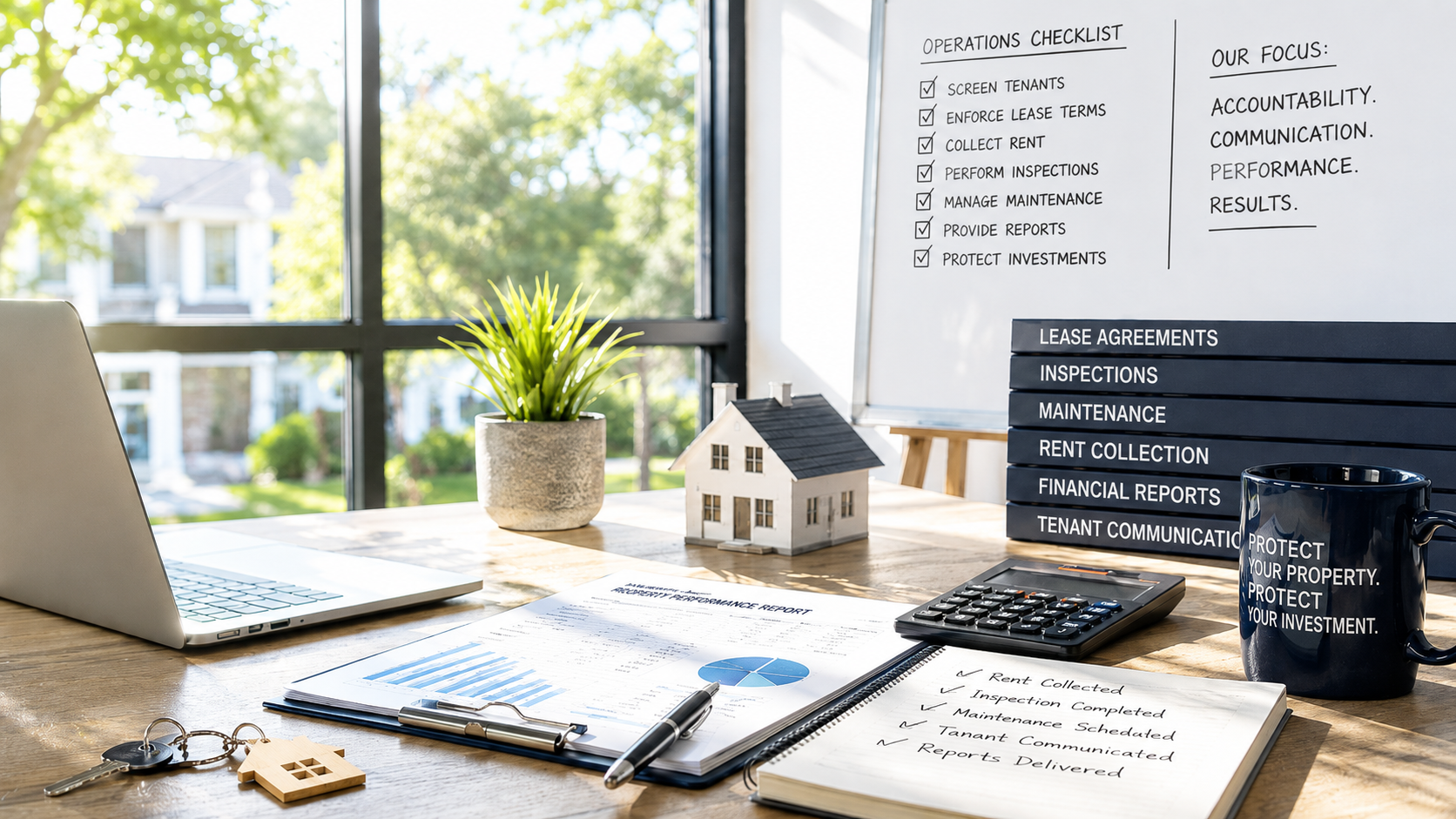 Lease Birmingham property management operations workspace with lease records, inspection records, maintenance records, rent collection records, financial reporting, and property oversight